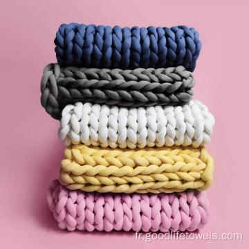 Couverture à la main en polyester tissé en tricot en tricot
